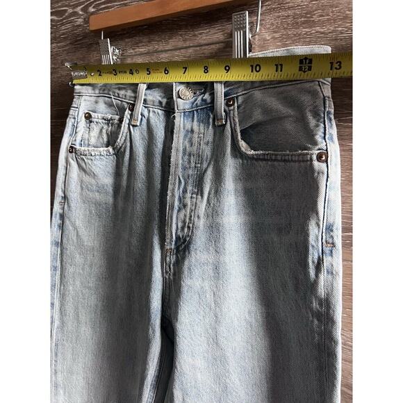 Agolde Jeans Womens Size 24 Riley Straight Crop Denim Button Fly Distressed - Picture 5 of 9